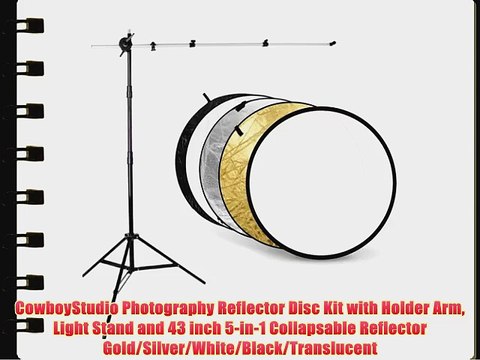 CowboyStudio Photography Reflector Disc Kit with Holder Arm Light Stand and 43 inch 5-in-1