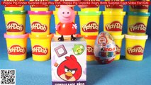 Peppa Pig Kinder Surprise Eggs Play Doh | Peppa Pig Unpacks Angry Birds Surprise Eggs Video For Kids