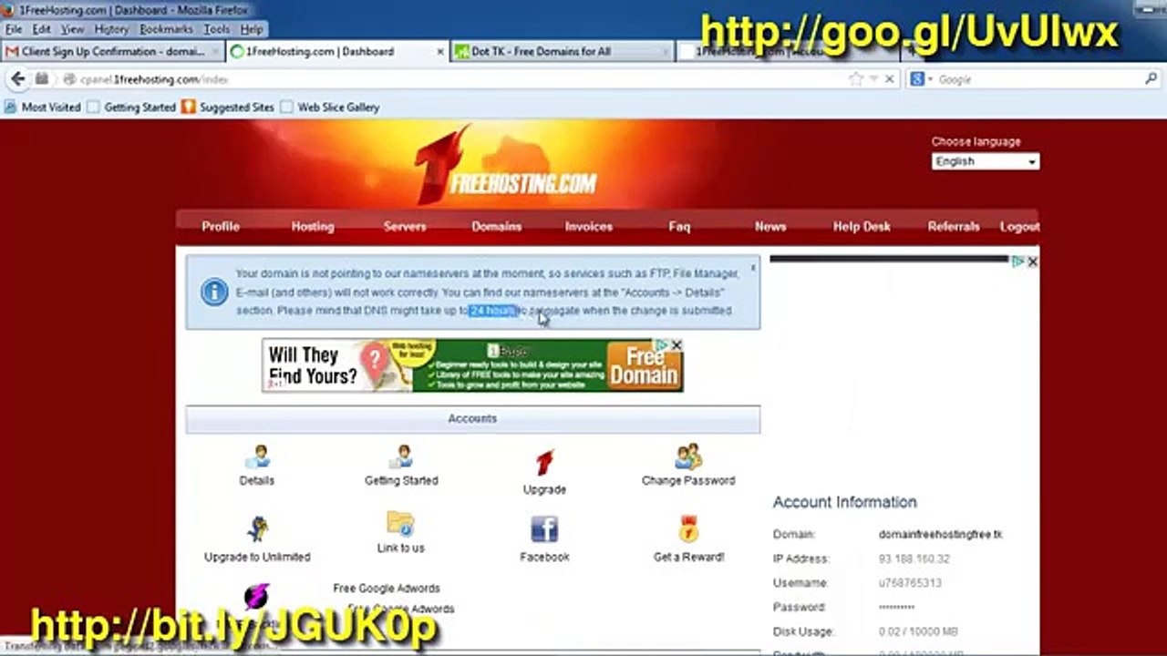 Create Dot .TK Free Domain Hosting Free And Install WordPress 100% Free - PlayIt.pk