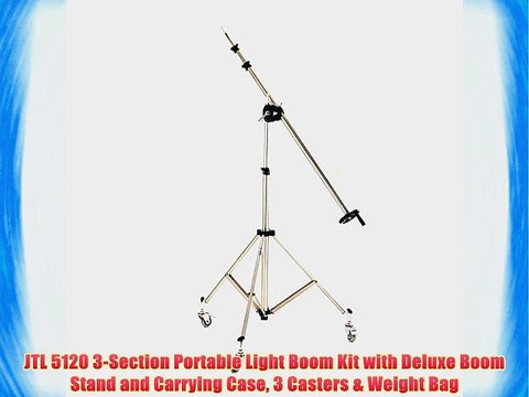 JTL 5120 3-Section Portable Light Boom Kit with Deluxe Boom Stand and Carrying Case 3 Casters
