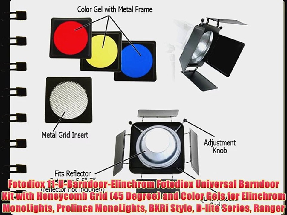 Fotodiox 11-U-Barndoor-Elinchrom Fotodiox Universal Barndoor Kit with Honeycomb Grid (45 Degree)