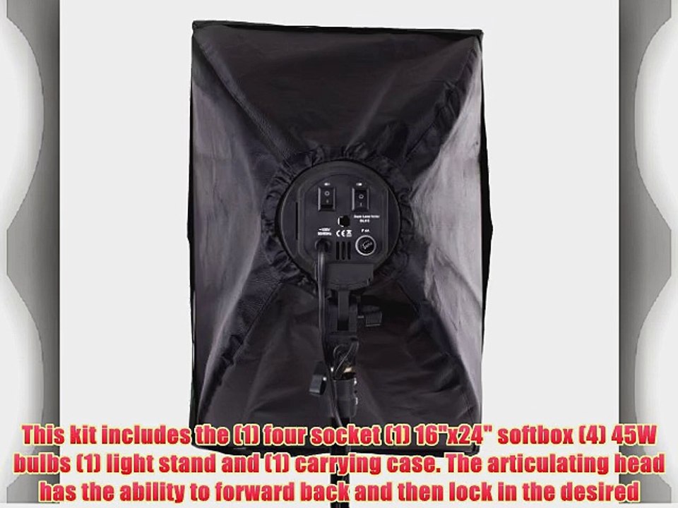 StudioPRO Photo Studio Photography 900 Watt 4 Socket Head AC Power Light Kit With 16x24 Softbox