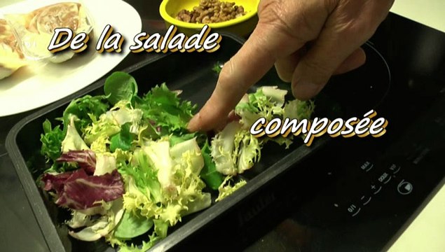 MICHOU W-D.D. - PRESENTE - 7 JUIN 2014. - LES RECETTES D'ALAIN64 - SALADE DE FOIES DE POULETS AUX POMMES PIGNONS DE PINS E NOIX.