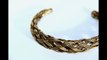 Gold Tone Brass Unisex Bracelet Braided Shape wrist Cuff Vintage Free Shipping S