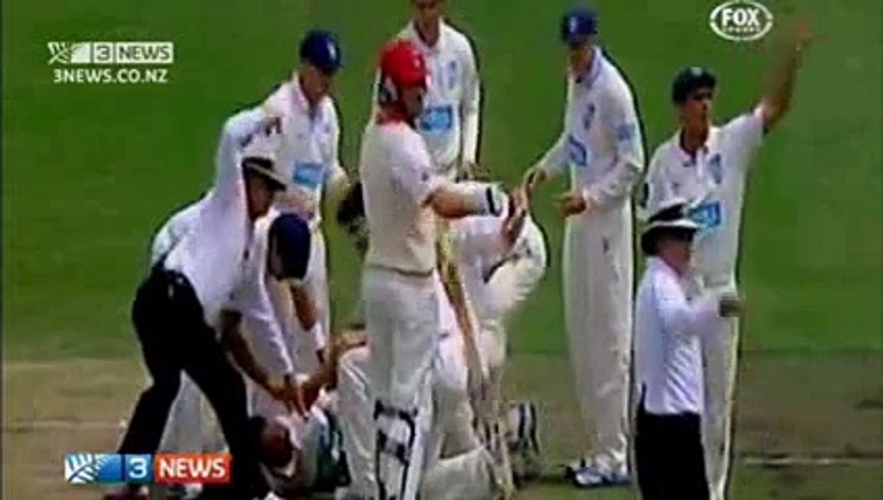 Phil Hughes Struck On Head - In Critical Condition  - ORIGINAL VIDEO - HD