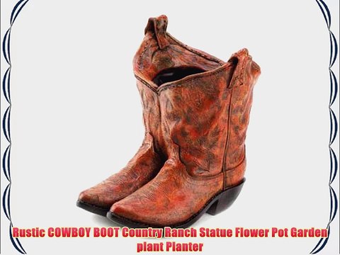 Rustic COWBOY BOOT Country Ranch Statue Flower Pot Garden plant Planter