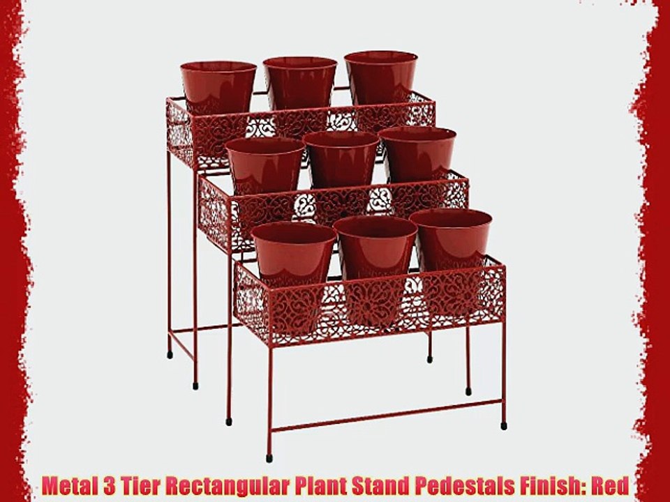 Metal 3 Tier Rectangular Plant Stand Pedestals Finish: Red