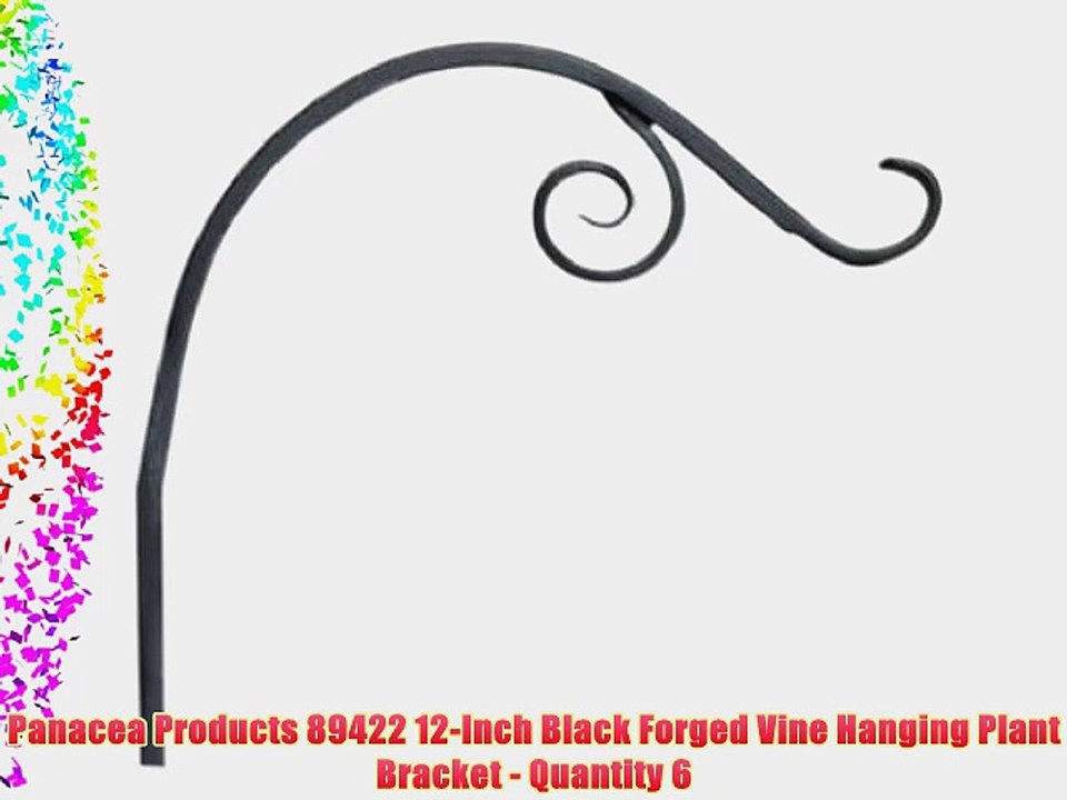 Panacea Products 89422 12-Inch Black Forged Vine Hanging Plant Bracket - Quantity 6