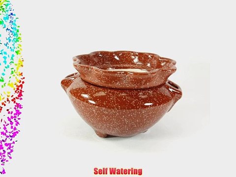 Self Watering Medium African Violet Planter Brown Enamelware