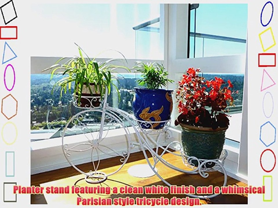 Vintage Parisian Style Tricycle 3 Tier White Metal Planter Display Stand / Flower Pot Holder