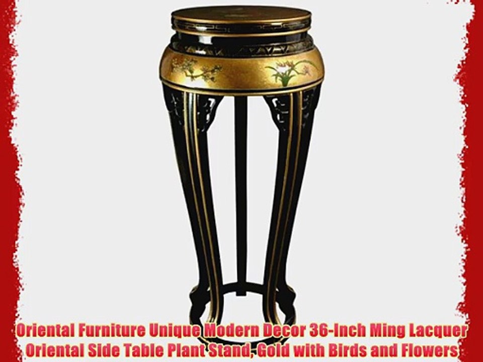 Oriental Furniture Unique Modern Decor 36-Inch Ming Lacquer Oriental Side Table Plant Stand