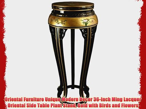 Oriental Furniture Unique Modern Decor 36-Inch Ming Lacquer Oriental Side Table Plant Stand