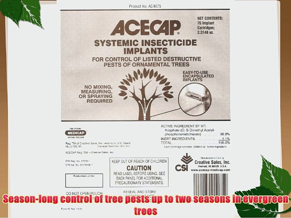 Acecap 75-Pack Systemic Insecticide Tree Implants for Control of Tree Pests 3/8-Inch