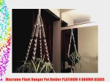 Macrame Plant Hanger Pot Holder PLATINUM 4 BROWN BEADS