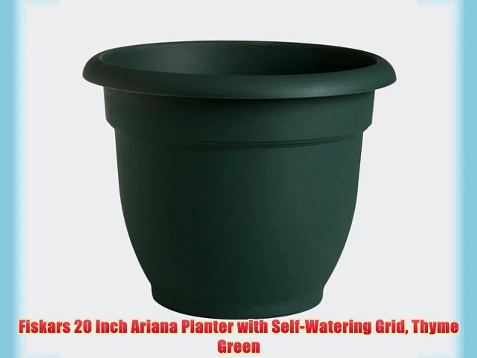 Fiskars 20 Inch Ariana Planter with Self-Watering Grid Thyme Green