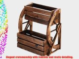 Fir Wood Wagon Wheel Double Tier Planter Plant Stand