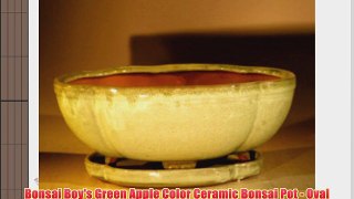 Bonsai Boy's Green Apple Color Ceramic Bonsai Pot - Oval Professional Series with Attached