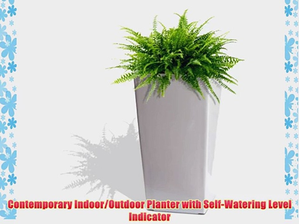 Algreen 11404 Self Watering Square Modena Planter 22-Inch Gloss White