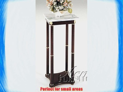 Plant Stand with White Mable Top Cherry Finish
