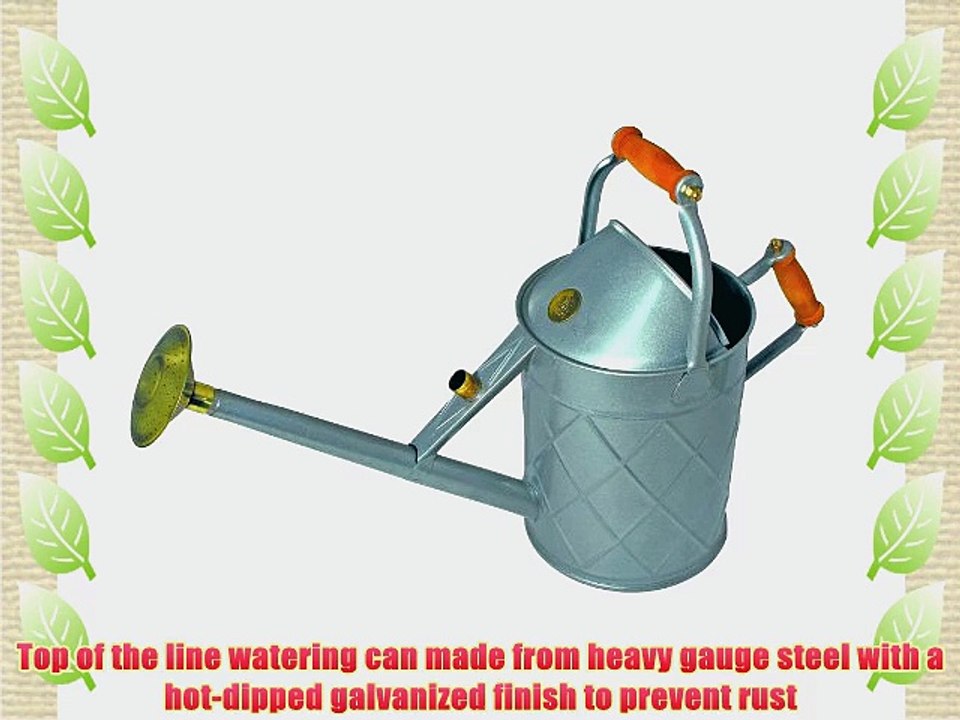 Haws V305T Heritage Galvanized Watering Can with Wood Handles 2.3-Gallon/8.8-Liter Titanium