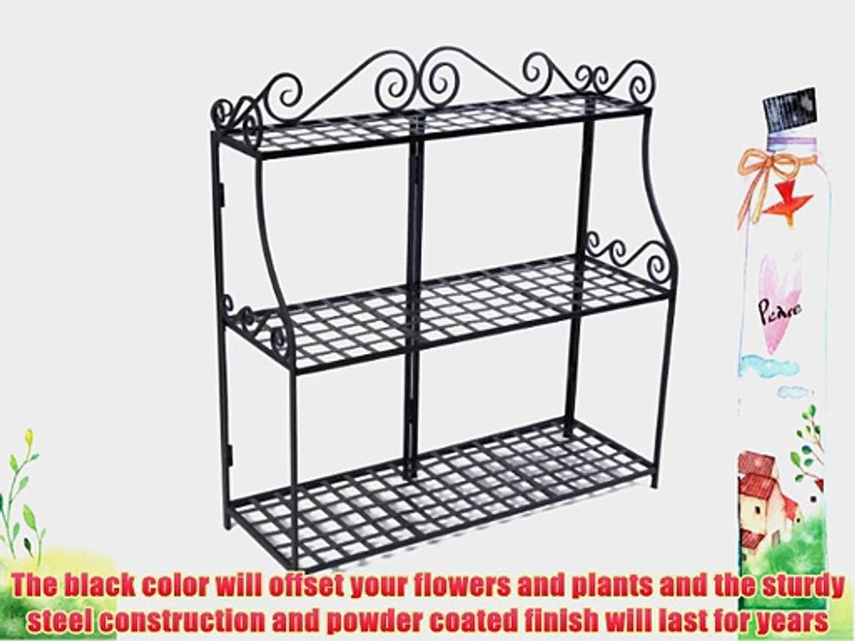Panacea Products Forged 3-Tier Plant Stande Black