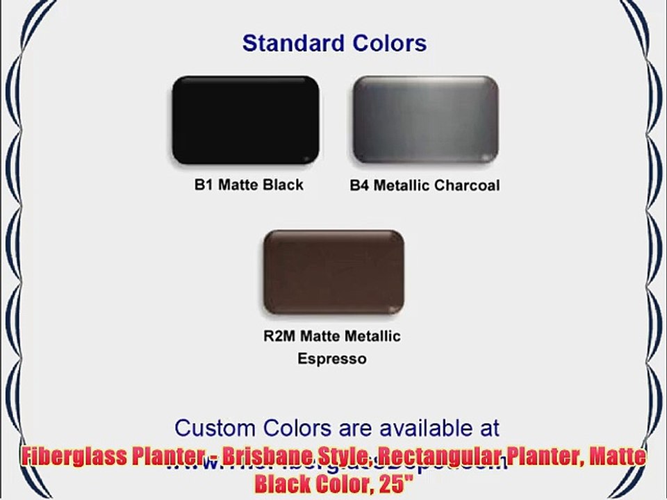 Fiberglass Planter - Brisbane Style Rectangular Planter Matte Black Color 25