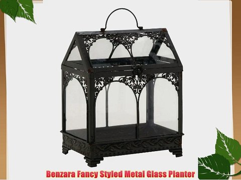 Benzara Fancy Styled Metal Glass Planter