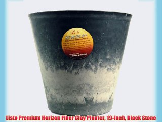 Listo Premium Horizon Fiber Clay Planter 19-Inch Black Stone