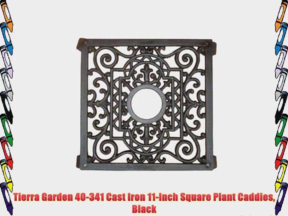Tierra Garden 40-341 Cast Iron 11-Inch Square Plant Caddies Black