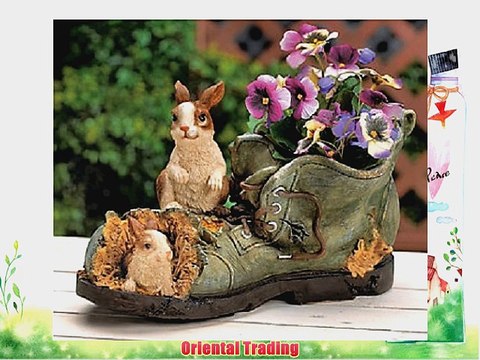 Shoe-Shaped Planter With Bunnies - Party Decorations