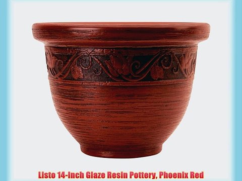 Listo 14-Inch Glaze Resin Pottery Phoenix Red