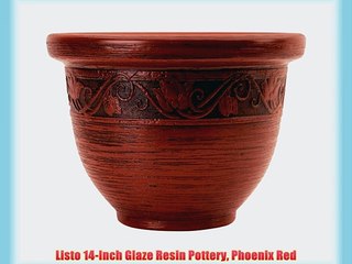 Listo 14-Inch Glaze Resin Pottery Phoenix Red