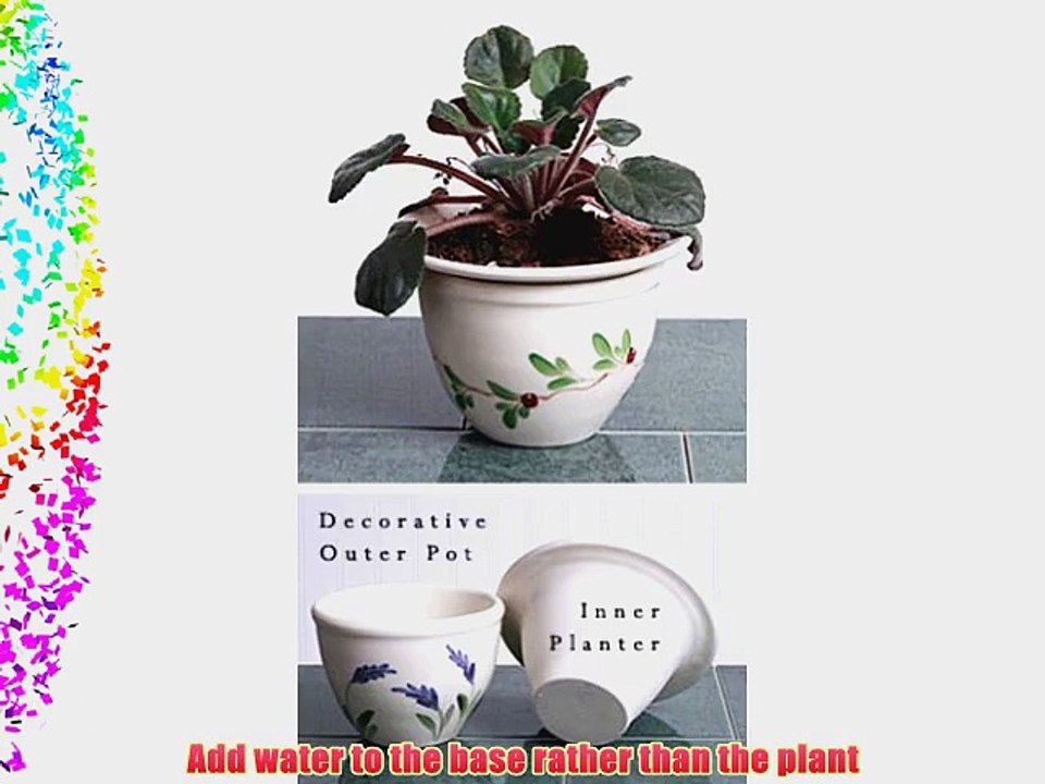 Emerson Creek Stoneware 2 Piece African Violet Flower Pot Made in the USA (Blueberry)