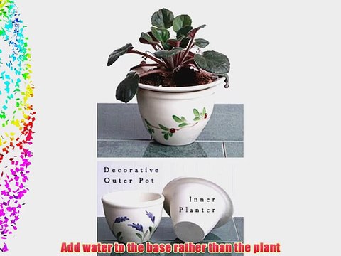 Emerson Creek Stoneware 2 Piece African Violet Flower Pot Made in the USA (Blueberry)
