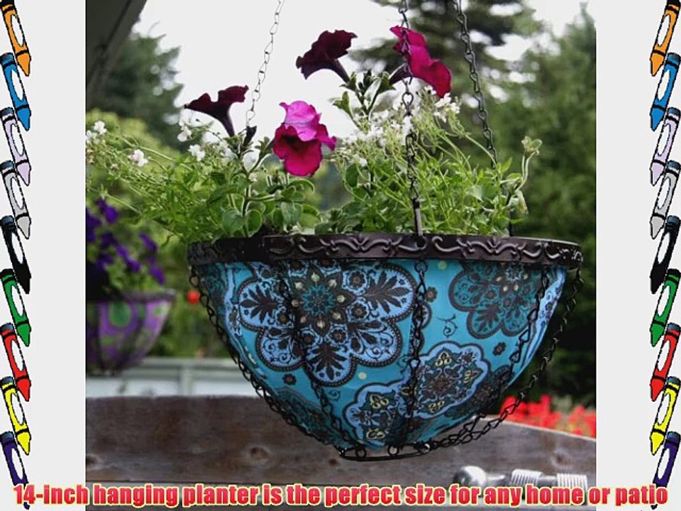 Toland Home Garden Blue Marakesh 14-Inch Hanging Art Planter 202003
