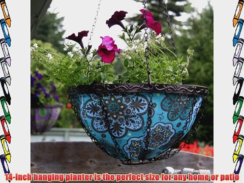 Toland Home Garden Blue Marakesh 14-Inch Hanging Art Planter 202003