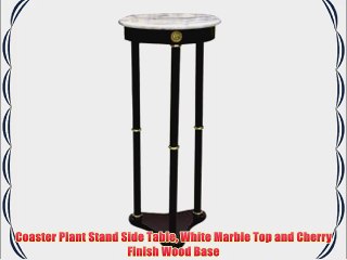 Coaster Plant Stand Side Table White Marble Top and Cherry Finish Wood Base