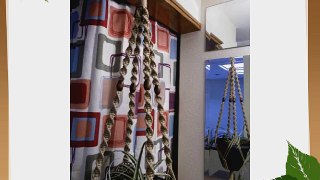 Macrame Plant Hanger SAND 4 WALNUT BEADS Made in USA