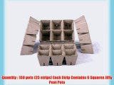 150 NEW Square Jiffy Peat Pots Size 3x3 - Strips ~ Pots Are 3 Inch Square At the Top and 3