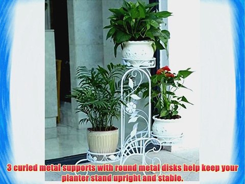 3 Tier Elegant Floral Design White Metal Planters Stand / Plant Holders Display Stand - MyGift?
