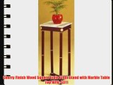 Cherry Finish Wood Square Style Plant Stand with Marble Table Top MPN: 3311