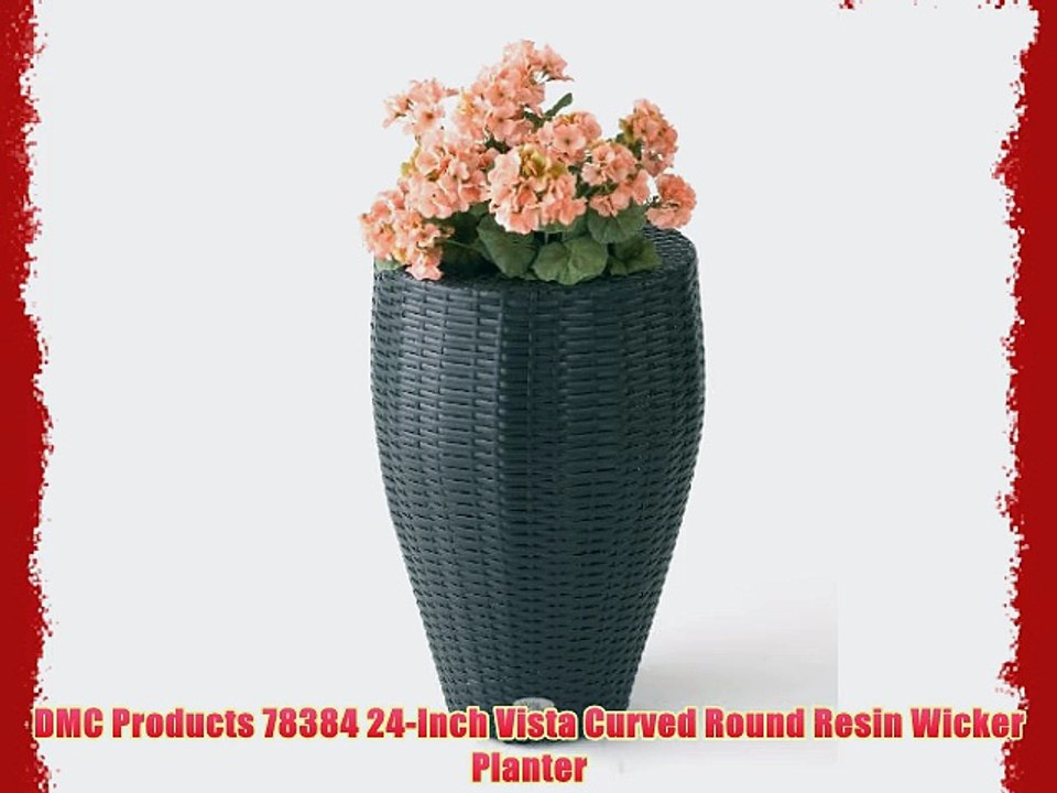 DMC Products 78384 24-Inch Vista Curved Round Resin Wicker Planter