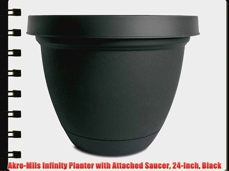 Akro-Mils Infinity Planter with Attached Saucer 24-Inch Black