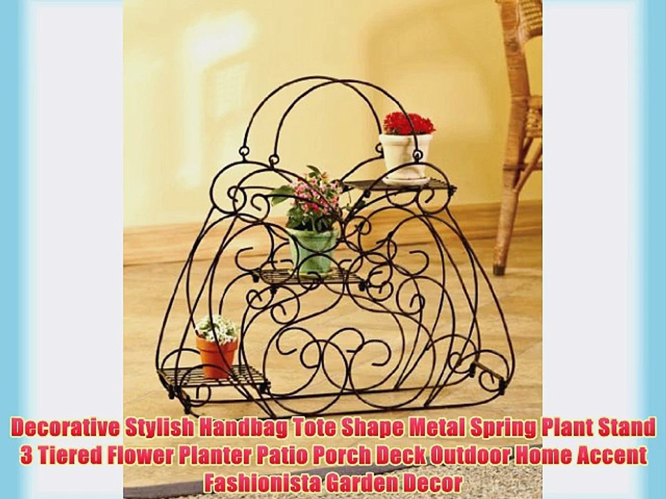Decorative Stylish Handbag Tote Shape Metal Spring Plant Stand 3 Tiered Flower Planter Patio