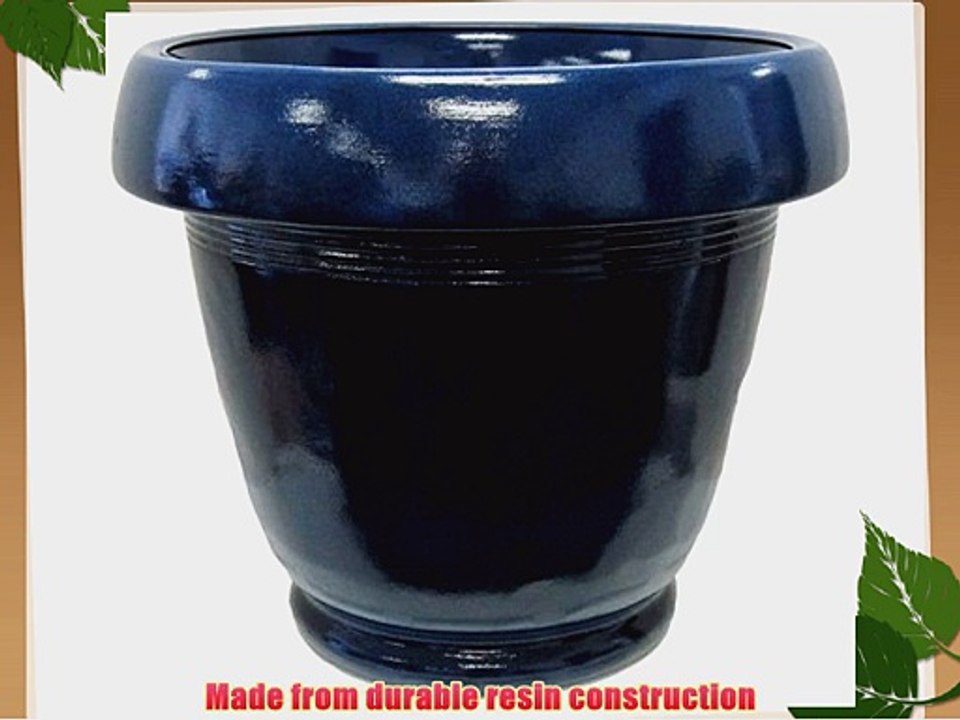 GROSFILLEX US457005 Resin Planter 16-Inch Blue