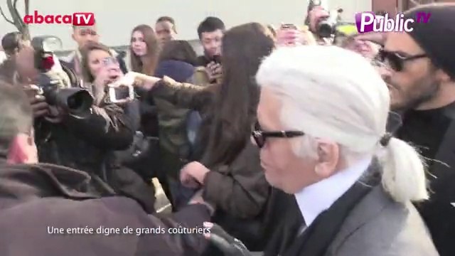 Exclu Vidéo : Fashion Week de Paris : Karl Lagerfeld au défilé de Dior