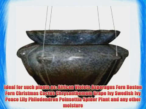 Light Blue and Moss Green Hanging Ruffle Shaped Self Watering Planter 7.5 Diameter Opening