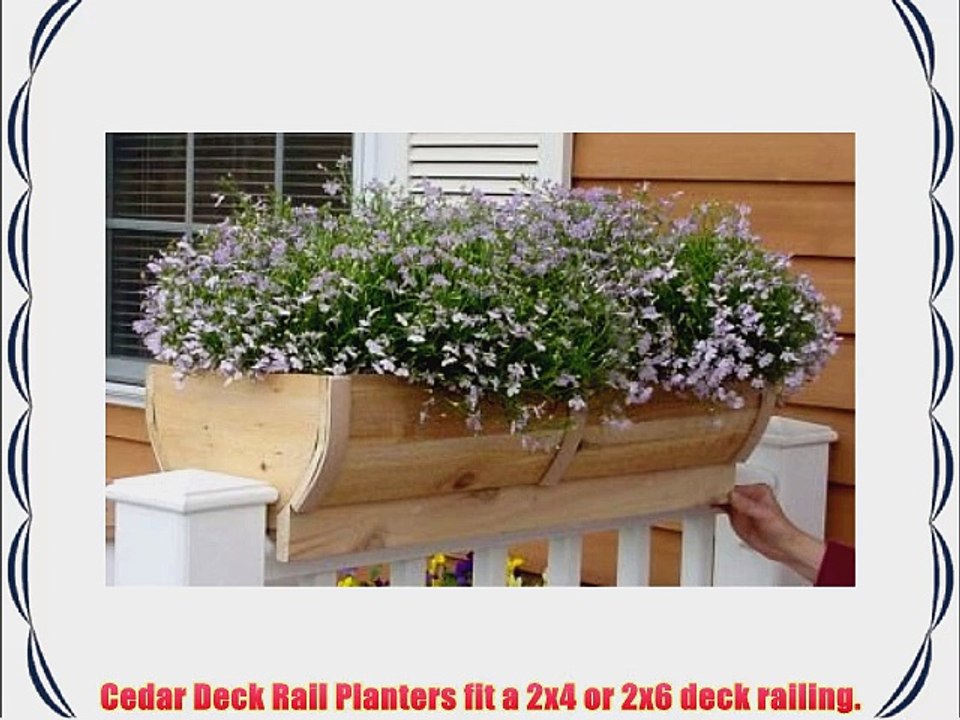 Rounded Cedar Deck Rail Planter | Half Barrel Design | 28 Inch