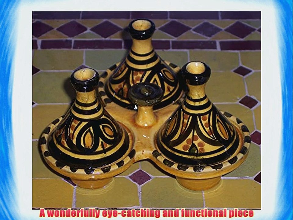 Moroccan Ceramic Triple Tagine Blue for spices