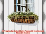 48L English Hay Basket Window Planter with Coco Liner and Adjustable Brackets